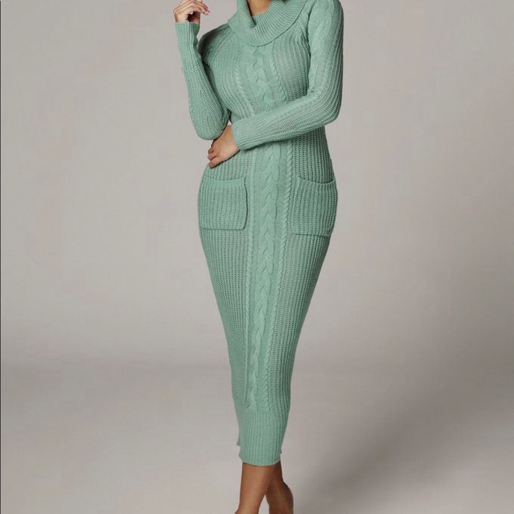 JLUXLABEL 	Teal Francesca Cable Sweater Dress - Small BNWT